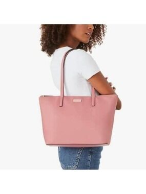 KATE SPADE NEW YORK HAYDEN NYLON ZIP TOP TOTE POMEGRANATE